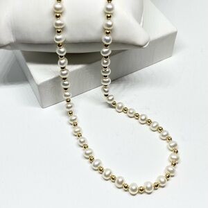 18” Vintage 14k Solid Gold Beaded Classic Pearl Necklace